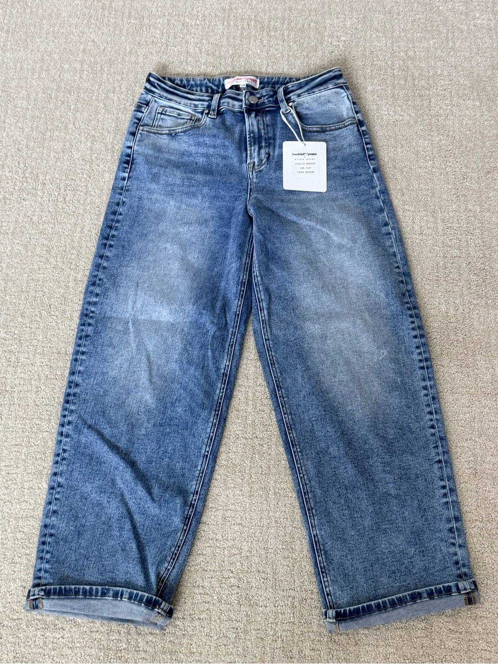 Women’s Risen Boyfriend High-Rise Wide Leg Blue Denim Jeans